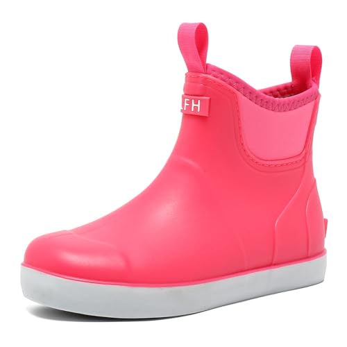 Image of Women's Deck Boots, Rubber Rain Boots Chelsea Ankle Booties with Anti-Slip Sole Waterproof Fishing Shoes for Outdoor Work Garden Camping