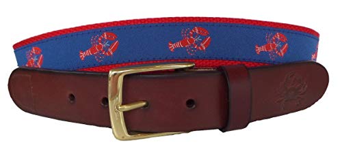 Red Lobster Style Leather Style Belt, Ribbon Belt, Webbing Belt, Lobster Nautical Belt