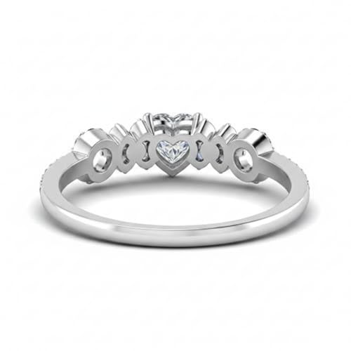 Image of Choose Your Gemstone Beautiful XO Design Diamond CZ Ring 925 Sterling Silver Heart Shape Side Stone Engagement Rings Lightweight Office Wear Everyday Gift Jewelry US Size 4 to 12