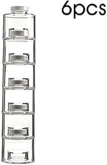 Marrone Acrylic Stacking Bottle with Sifter Lid Spice Tower, Bottle Stackable Spice Tower 6pcs, Spice Rack Carousel, Kitchen Spice Jars, Herbs, Condiment for Home (Medium)