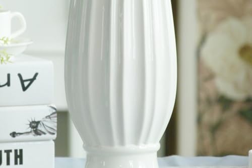 Vase en céramique blanche 30 cm pour fleurs et décoration maison - 6