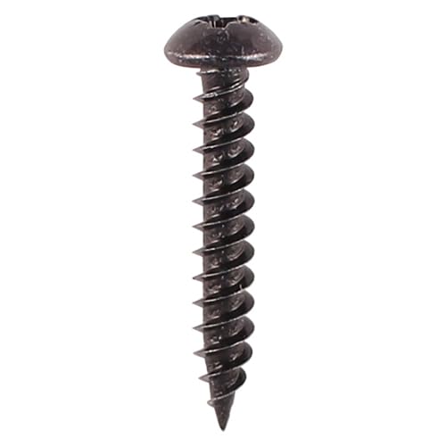 4x25 (8x1) BLACK POZI WOOD SCREW ROUND HEAD BLACKJAX POZIDRIVE JAPANNED PHILLIPS HEAD SMALL STEEL SCREWS CHIPBOARD MDF CABINET FURNITURE (Pack of 20, 50, 100) (50)