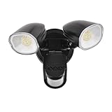 Lámpara de pared para exteriores con sensor de movimiento de 2 cabezales, luz LED de seguridad impermeable con inducción infrarroja, ajustable 3000 K/4000 K/6000 K, aluminio recubierto de plástico