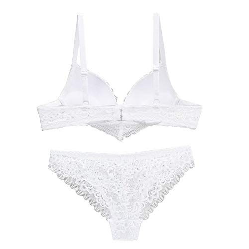 Ensemble lingerie push up galbant et slip bikini vert 40D - 5