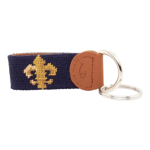 Image of Leather Hand-Stitched Needlepoint Key Fob or Key Chain