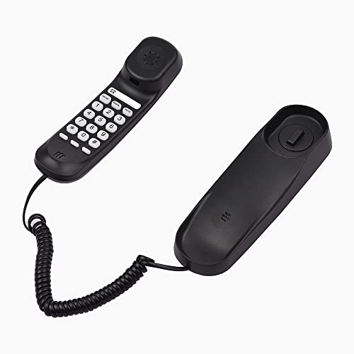 Teléfono fijo con cable mini para escritorio negro miniatura 1