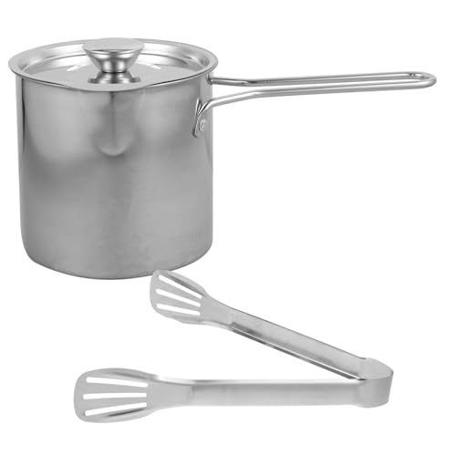Homoyoyo Mini Freidora Acero Inoxidable con Pinzas y Tapa Olla Profunda para Cocina de para Solteros y Pequeñas Resistente y Corrosión