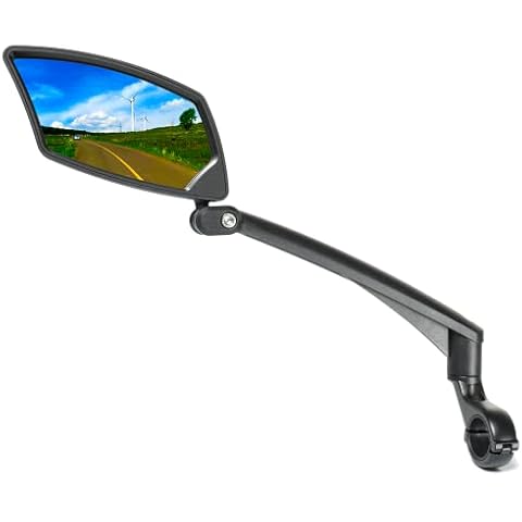 BriskMore Handlebar Bike Mirror, Scratch Resistant Glass Lens, Ajustable And Rotatable Safe Rearview Bicycle Mirror for Left Side BT-016L Cover