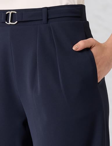 Image of Amazon Brand - Symbol Women Wide Leg Pleated Knit Crape Casual Trouser (Available in Plus Sizes)