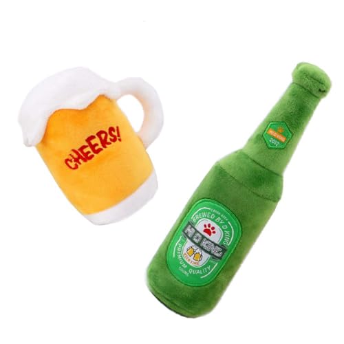 Generisch 2-in-1 Plüsch Bier Hundespielzeug Set