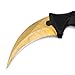 WeTop Karambit Knife, CS-GO for Hunting Camping Fishing Self Defenses and Field Survival, Stainless Steel Fixed Blade Tactical Knife with Sheath and Cord (Spider Web Gold).