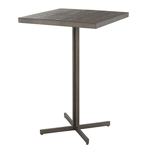 Fuji Industrial Bar Table In Antique Metal And Espresso Bamboo By Lumisource #TOP2