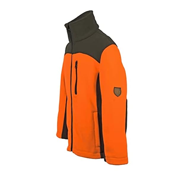 Hubertus Fleecejack voor kinderen, 2-kleurig, oranje, olijf, vrije tijd, jacht, bos, kleuterschool, jas