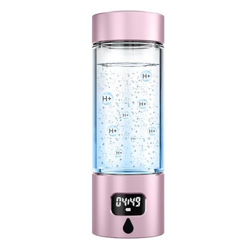 Image of 340ml Portable Hydrogen Water Bottle Generator with PEM-SPE Technology, Glass Exterior & Aluminum Shell, Produces 5000 ppb Hydrogen in 10 Minutes, for Home, Gym, Office & Travel