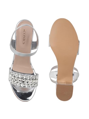 Image of iconics Women Glamorous block Heel Sandal with Crystal Embellishment