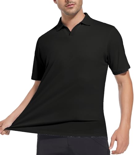 Alex Vando Mens Cotton Polo Shirts V-Neck Short Sleeve Casual Shirts for Men3
