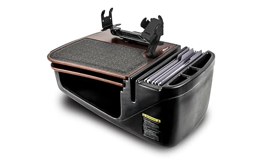 Image of AutoExec AE-GMCD-PM-PS-21M GripMaster Car Desk for Your Vehicle Workstation and Mobile Office, Mahogany with Phone Mount and Printer Stand | Vehicle Workstation, Mobile Office, Phone Mount, Printer Stand