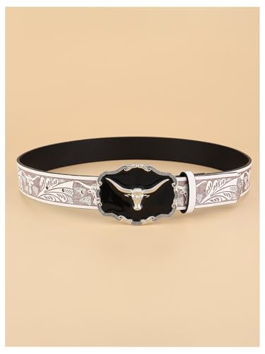 Women's Retro Vintage Metal Buckle Belts Animal Embossed Waist Accessory PU Leather Belt for Jeans Dress Skirt3