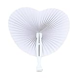 Paper Fans Handheld 20/30Pcs White Wedding Heart Paper Fan for Party(Heart no Bag,30Pcs)