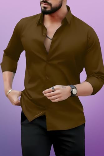 Image of Men's Casual Cotton Blend Shirt | Regular Fit | Full Sleeve | Solid Design
