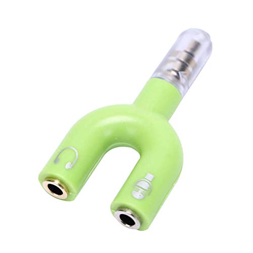 Image of FENTICO Headset Splitter Headphone Microphone Adapter, U Shape 3.5mm 4 Pole Male to 2 x 3 Pole Female Y Splitter for Audio Stereo Headphone and MIC for Phones, Computers, MP3, Tablet (Random Colors)