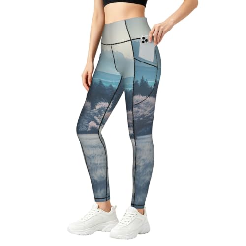 Leggings con estampado de árboles de mujer y conjuntos de entrenamiento transpirables diarios