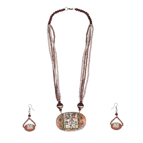 Image of AAKRITI ART CREATIONS Handcrafted Women's Jewelry Set - Elegant Ethnic Necklace and Earrings, Statement Fashion Accessories for Parties & Festivals