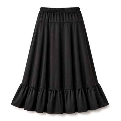 LE CÔTÉ CHIC Falda de Flamenco básica Color Negro para niña, Volante Inferior y elástico en la Cintura, Ropa Flamenca, Danza española y sevillanas, Tallas 2 a 12 (8)