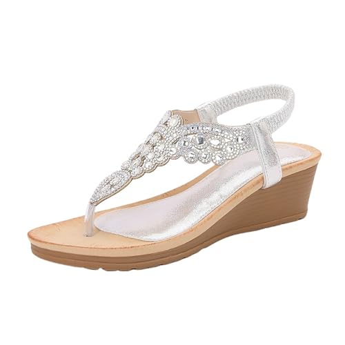 Sandalias de mujer cómodas sandalias de playa con tacón de cuña sandalias de tiras bohemias romanas sandalias de playa sandalias sandalias sandalias de dedo sandalias sandalias de verano para el