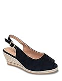 Chums Ladies Wide Fit Espadrille Sandal Mock Suede with Padded Sole, Adjustable Buckle & Medium Wedge Black 5
