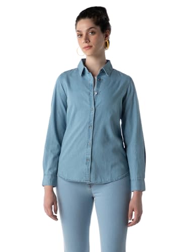 Image of INKD Women's Full Sleeve Casual Denim Shirt - 100% Cotton | Front Button Detailing | Regular Fit