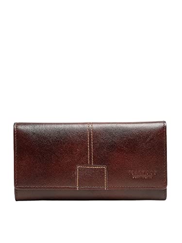teakwood leathers Teakwood Genuine Leather Solid Three fold Wallet for Women (Maroon)-picture-16