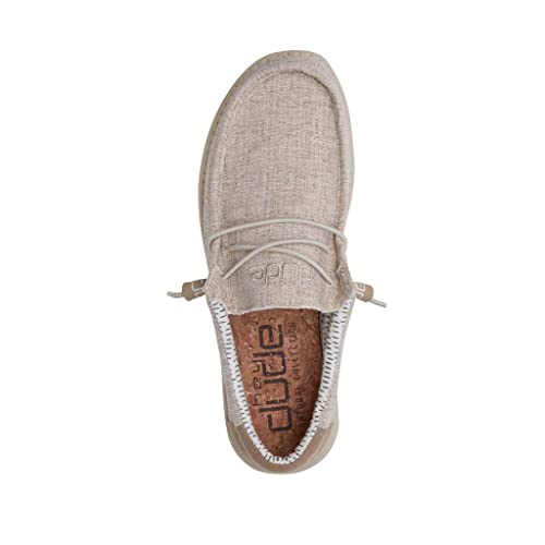 Image of HEYDUDE Men's Wally Chambray Nut Size 6 | Men's Shoes | Men's Lace Up Loafers | Comfortable & Light-Weight