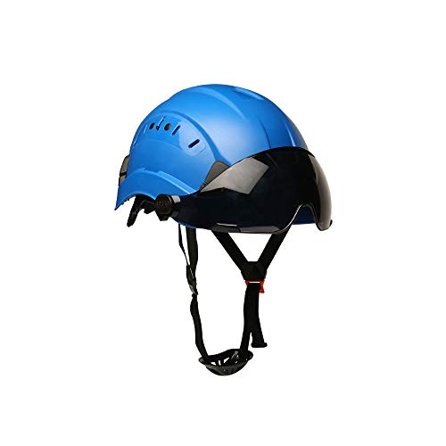 Smasys Safety Hard Hat Abs Helmet Adjustable With Visor 6-Point Suspension Perfect For Construction(Blue,Smoked Visor) #TOP6