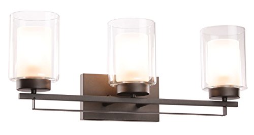 Black Friday Clearance Wall Light 3 Light Bathroom Vanity Lighting with Dual Glass Shade in Dark Bronze Indoor Wall Mount Light XiNBEi-Lighting XB-W1195-3-DB Black Friday Clearance Wall Light 3 Light Bathroom Vanity Lighting with Dual Glass Shade in Dark Bronze Indoor Wall Mount Light XiNBEi-Lighting XB-W1195-3-DB