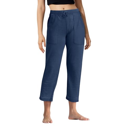 Wide Leg Linen Capri Pants for Women Casual Comfy Fit Lounge Pant Loose Drawstring Capris Beach Vacation Clothes 20253