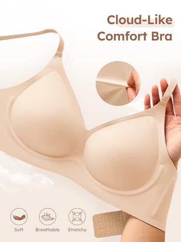 Image of Seamless Wireless Jelly Bras for Women - Lightly Padded Bra with Support, No Underwire Comfortable T-Shirt Bralette