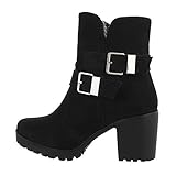  Ital Design Damenschuhe Stiefeletten High-Heel Stiefeletten, HX1445-86-, Kunstleder, Schwarz, Gr. 41