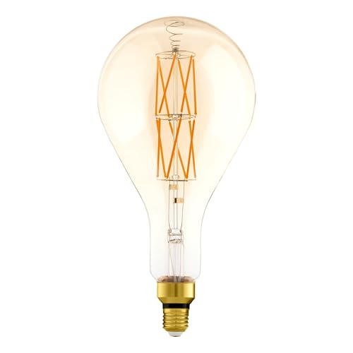 EGLO E27 LED Lampe dimmbar, extra-große Amber Vintage Glühbirne Big Size, Retro-Leuchtmittel in Tropfenform, 8 Watt (entspricht 60 Watt), 806 Lumen, warmweiß, 2100k, PS160, Ø 16 cm