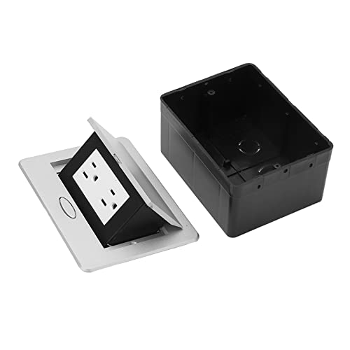Hilitand 2 Outlets Up Floor Electrical Outlet Recessed Hidden Countertop Socket Floor Outlet Covers Box for Home Office