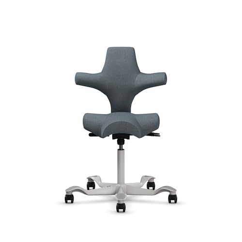 Image of HAG Capisco Sit to Stand Chair-Silver Frame-Upholstered Dark Gray