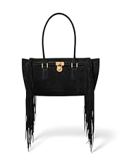 Antique Gold-tone Hardware/Fringe Suede/Black