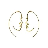 LOKILOKI Exquisita Novedad, Pendientes con Diseño De Cara Geométrica Elegante, Pendientes Colgantes Únicos De Plata De Ley 925 para Mujer, Joyería Fina