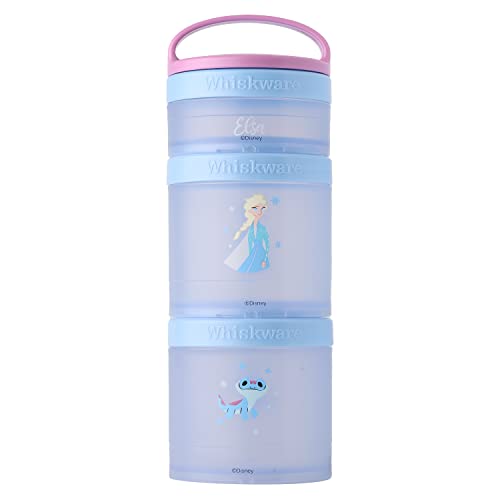 Image of Whiskware Disney Stackable Snack Containers for Kids and Toddlers, 3 Stackable Snack Cups for School and Travel, Elsa and Bruni