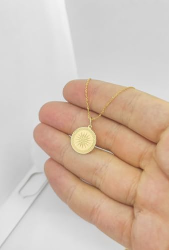925 sterling silver necklace 26mm|18 inch chain | vergina sun | macedonian star pendant| star of vergina jewelry| sun disc charm| greek symbolic pendant|gold plating handmade |WWRPG_000523