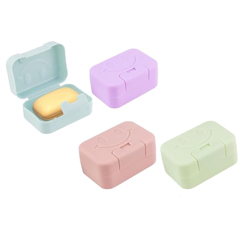 4 Pack Porte-Savon Portable Avec Couvercle, Boîte de Voyage Avec 2 Sacs, Pour Camping, Salle de Bain, Voyages et Activités de Plein Air (4 Couleurs)