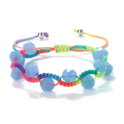 Bracelet en cristal bohème et perles en pierre tressée ajustable pour homme et femme