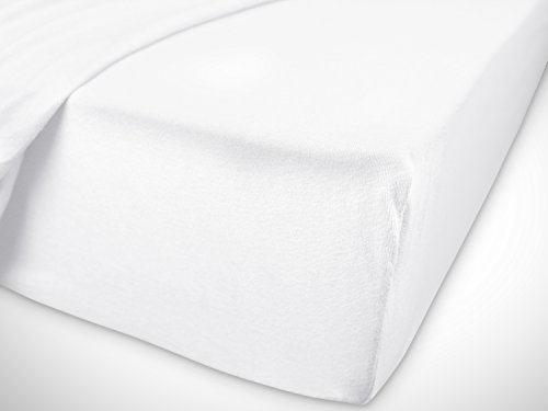 npluseins klassisches Jersey Spannbetttuch - erhältlich in 34 modernen Farben und 6 verschiedenen Größen - 100% Baumwolle, 90-100 x 200 cm, weiß - Image 8