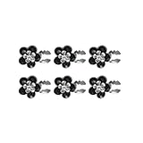 Button Covers Set 6pcs for Women, Women's Rhinestone Button Cover Cufflinks, Button Cover for Shirt, Tuxedo Business, Formal Attend Accessories Cuff Links For Men Women Gift (Navy-a-6) (Flower black-a-6)