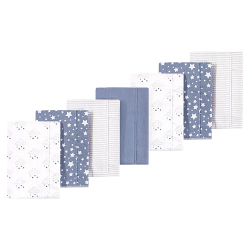Image of Luvable Friends Hudson Baby Flannel Burp Cloths 7pk, Dreamy Cloud Blue